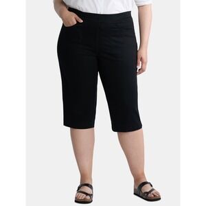 Just My Size by Hanes Womens Capri Size 2X Black Pull-On 2-Pockets Stretch Fit